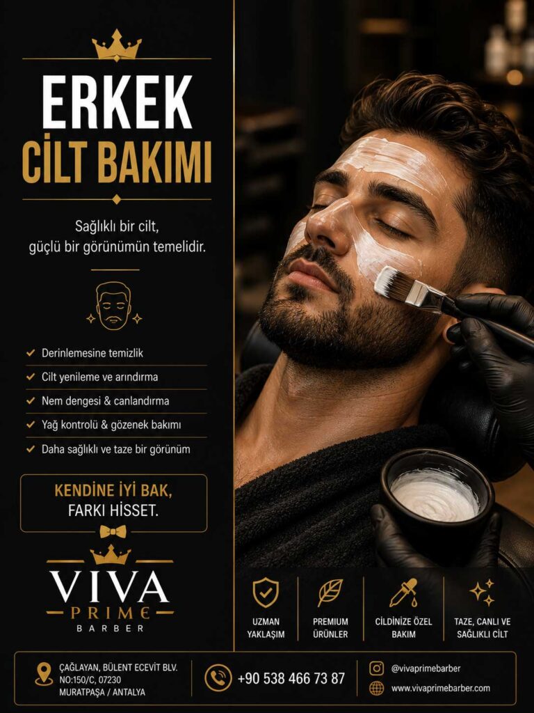 Erkek Cilt Bakımı
Modern erkek bakımının en önemli parçalarından biri sağlıklı ve bakımlı bir cilttir. Viva Prime Barber’da uygulanan profesyonel erkek cilt bakımı hizmetleri sayesinde cildiniz daha canlı, temiz ve enerjik görünür.